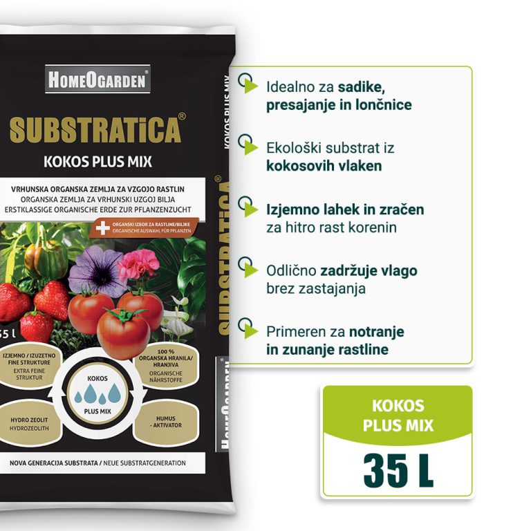 Organski kokosov substrat Substratica Kokos Plus Mix za sadike, presajanje in lončnice
